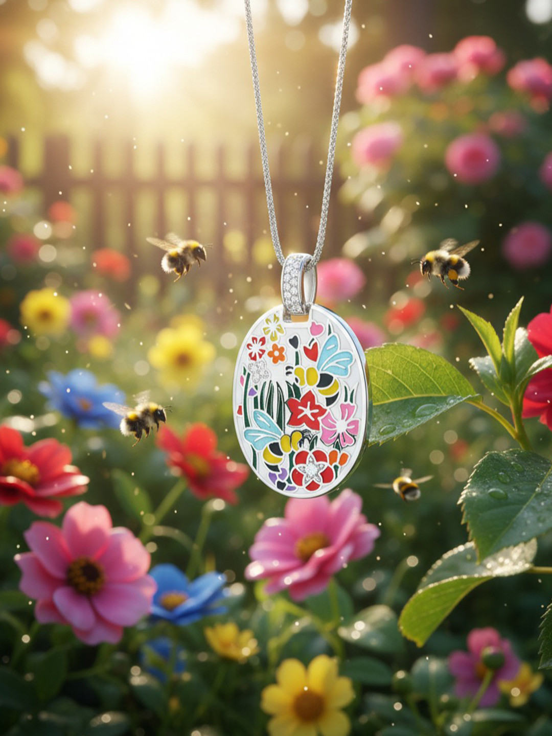 Nipura 925 Sterling Silver Bloom of Dawn Enamel Pendant