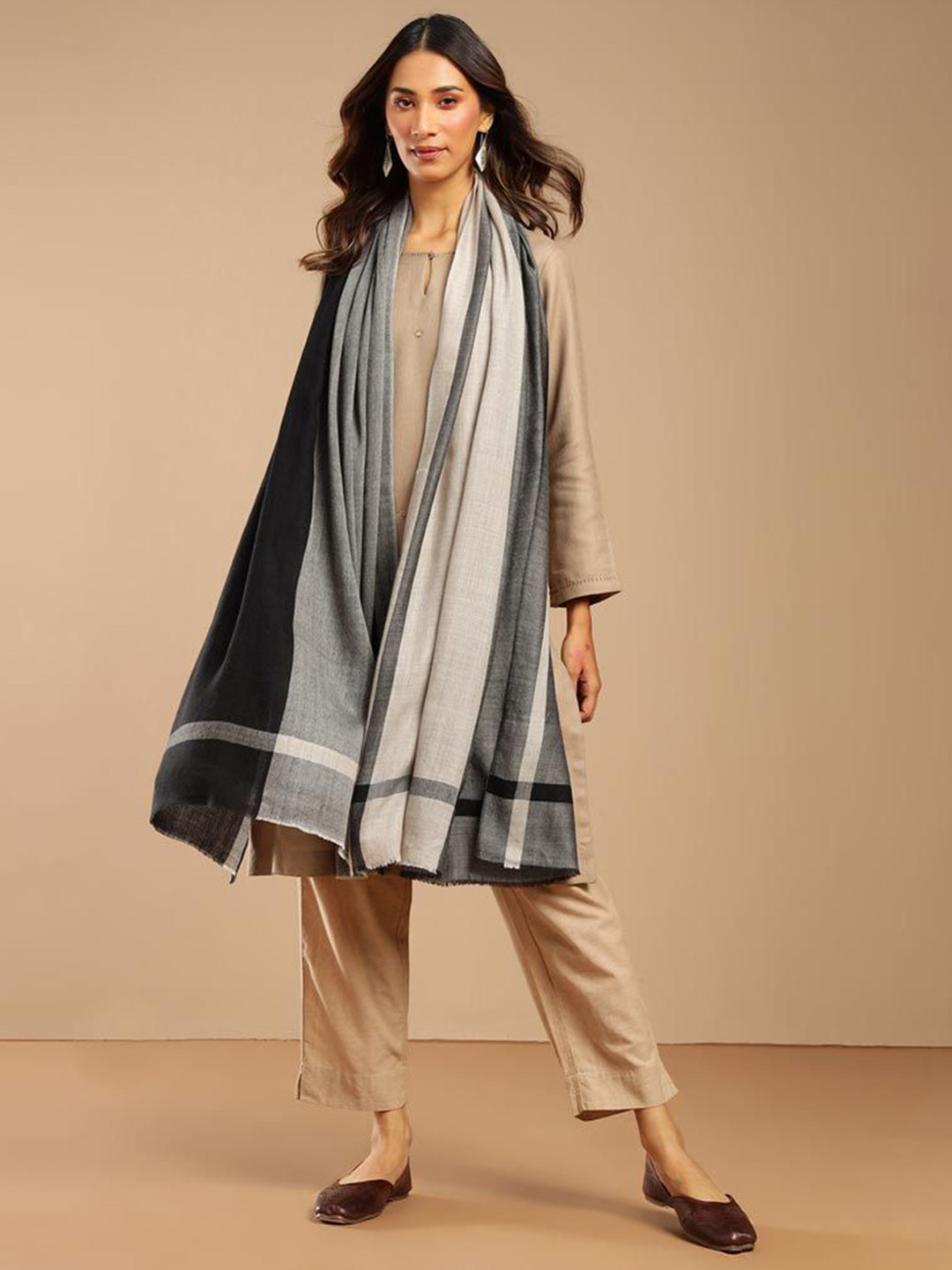 Fabindia Colourblocked Woollen Shawl