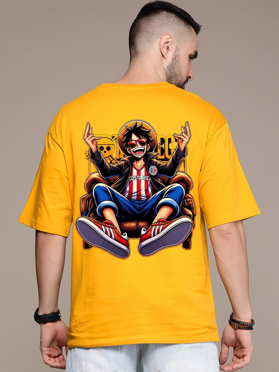 UNIQSOME Men One piece Graphic Printed Round Neck Cotton Oversized T-shirt