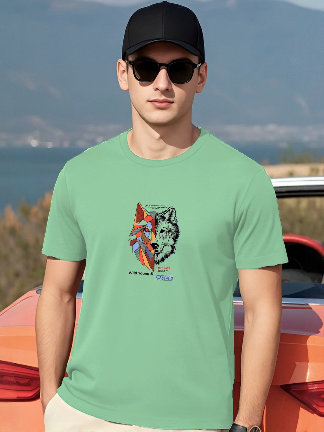 Kasendra Men Front Back Printed Regular Fit T-shirt