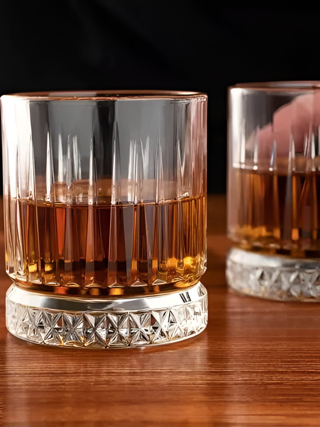 SOMIL Transparent Textured Dishwasher Safe Glass Whisky Glass-300 ml