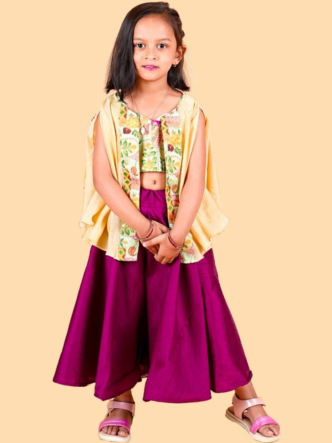 LOYZO-LOYAL TO JOY Girls Embroidered Shoulder Straps Pure Cotton Top With Skirt