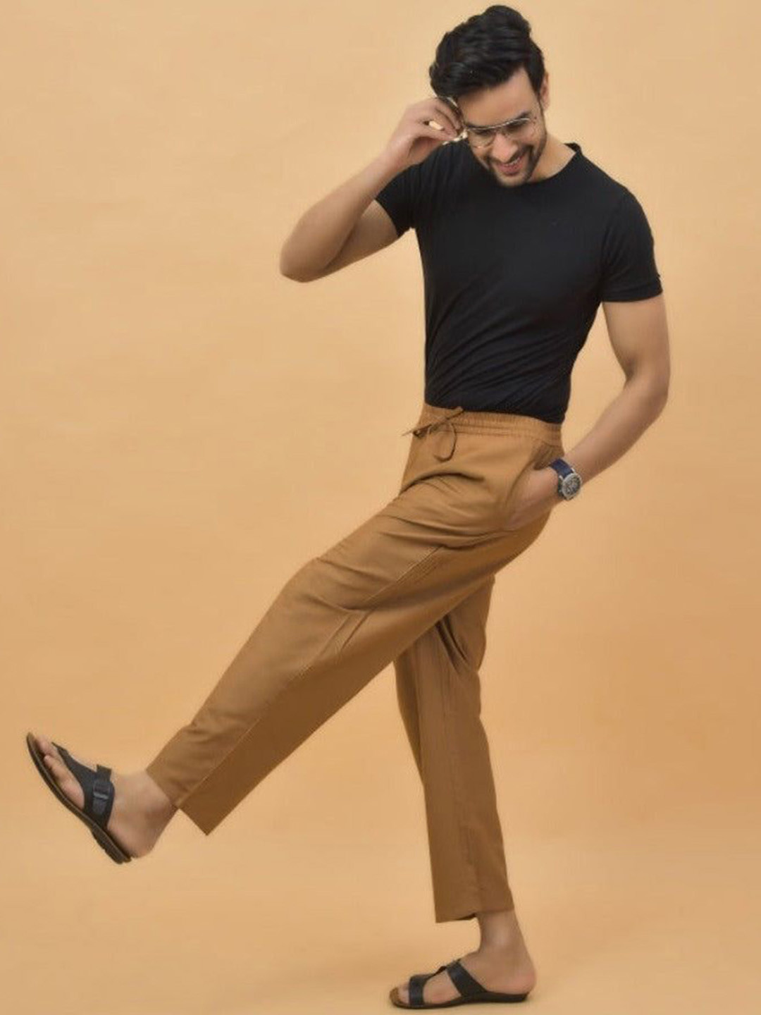 ETC X D To D Life Style Men Regular Fit Flat-Front Cotton Regular Trousers