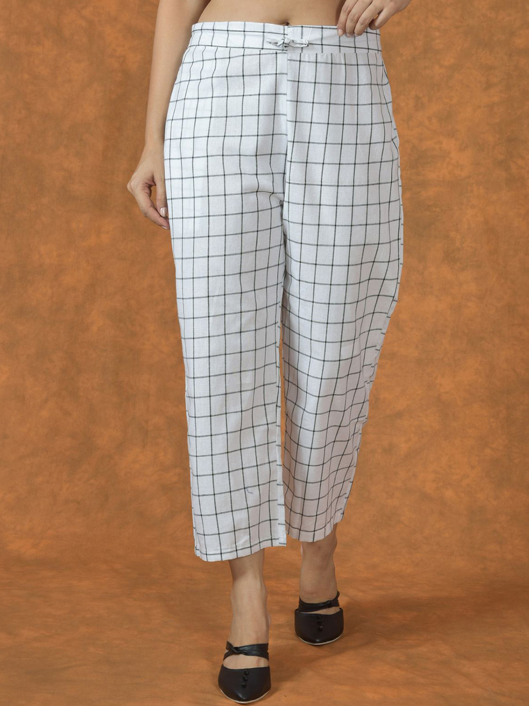 ETC X D To D Life Style Women Checked Mid-Rise Easy Wash Cotton Trousers