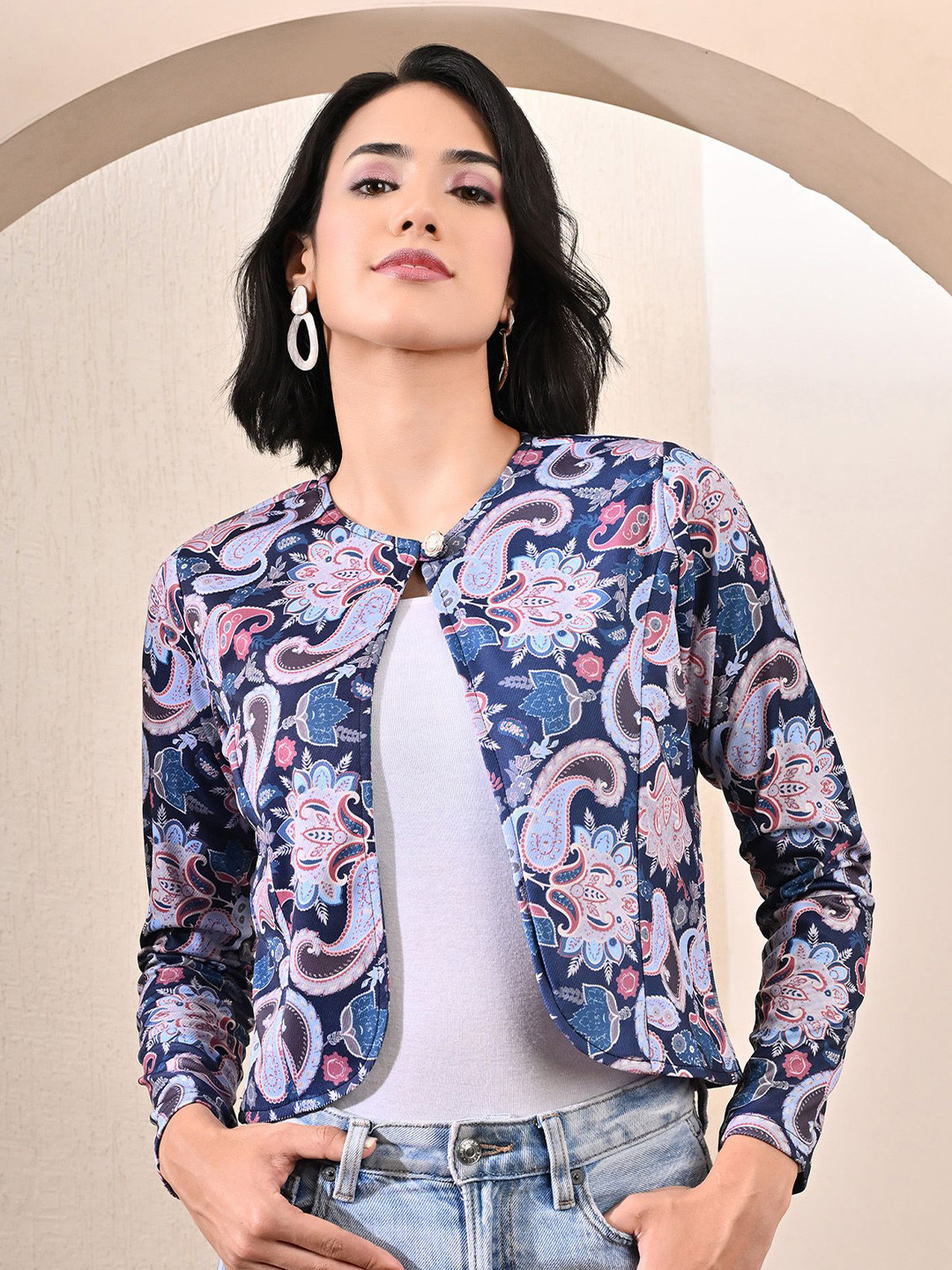 Lihana Printed Open Front Shrug