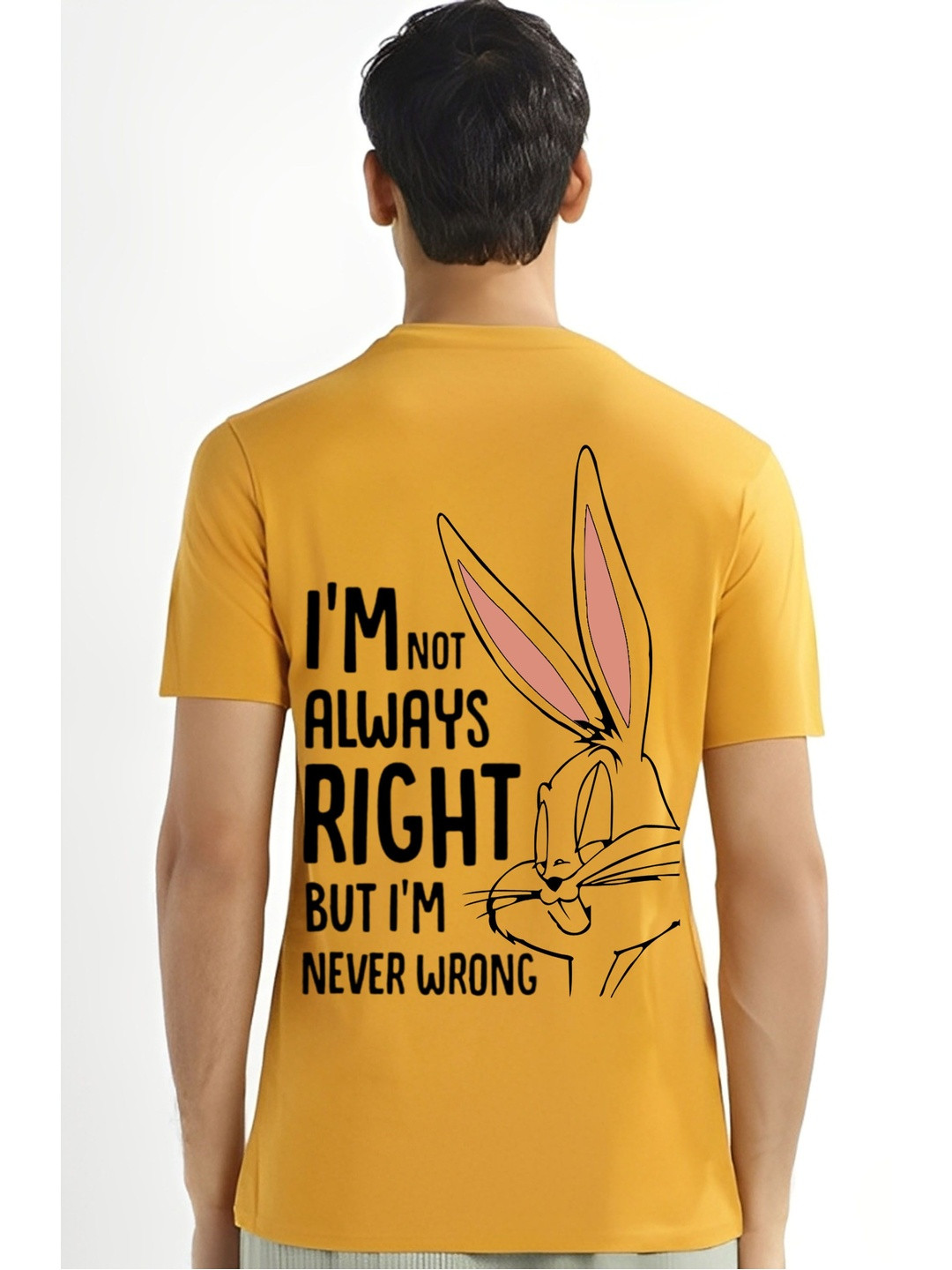 Mustard Bugs Bunny Graphic Round-Neck T-shirt