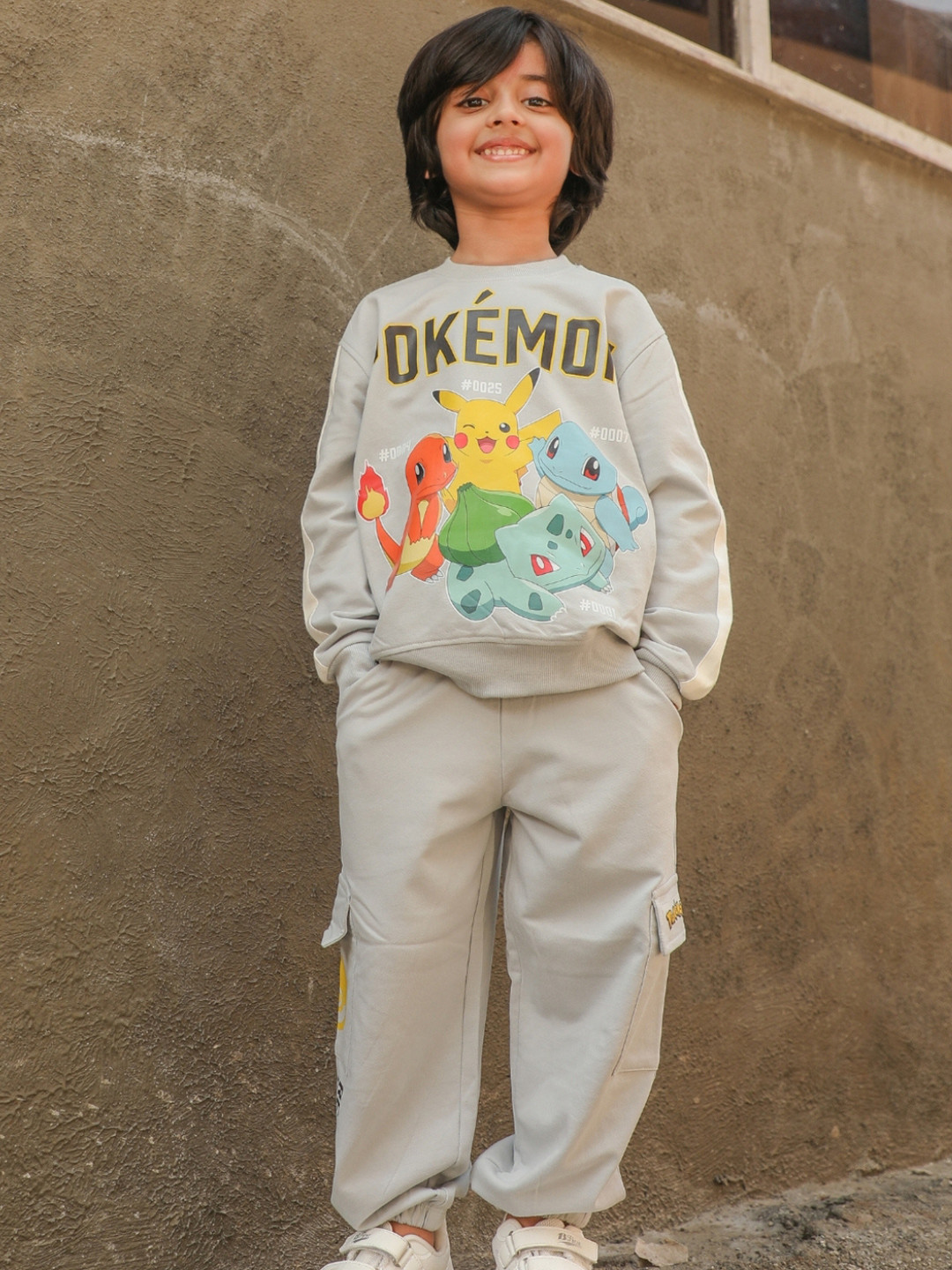 Nap Chief Kids Pokemon Printed Round Neck Pure Cotton Sweatshirt With Joggers