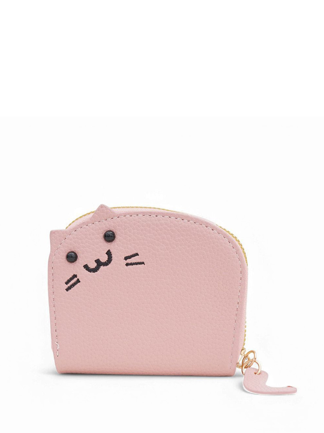 CLARABAE Men Cute Cat Themed Textured Leather Card Holder