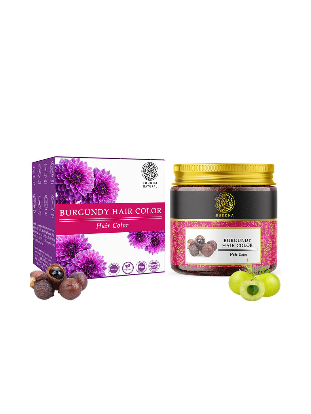 BUDDHA NATURAL Hair Color Powder With Amla-50g- Natural Burgundy