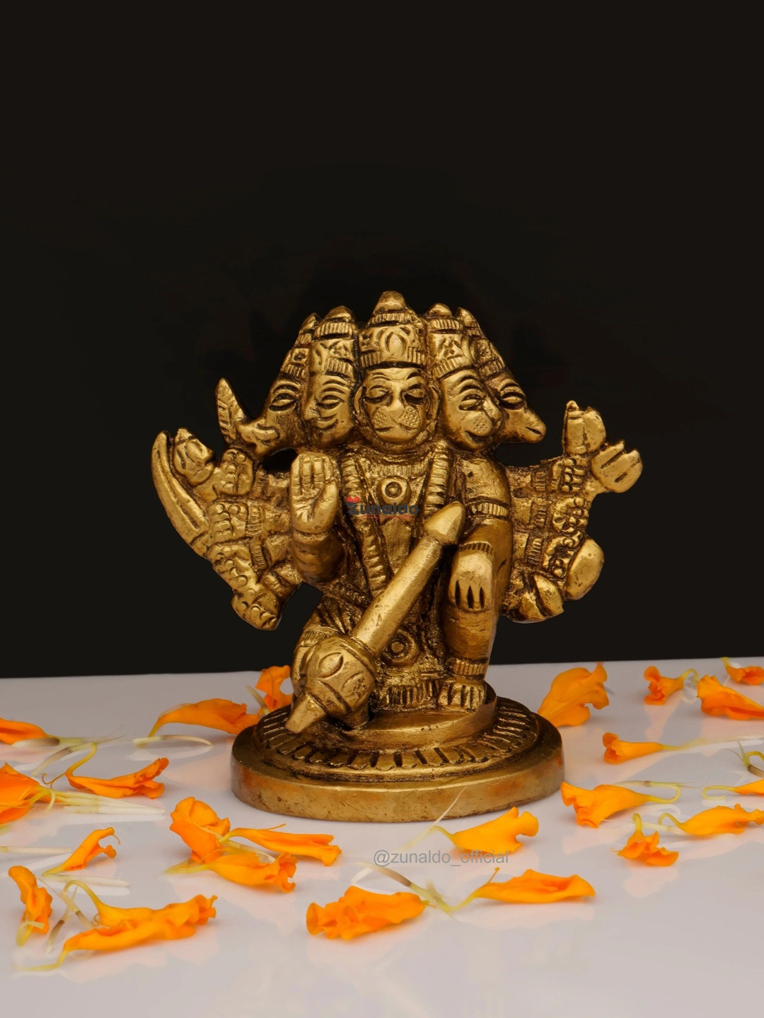 Zunaldo Brass Sitting 5 Face Hanuman Showpieces