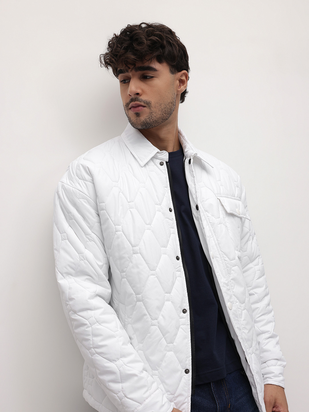 The Roadster Life Co. Spread Collar Quilted Jacket with Utility Pockets