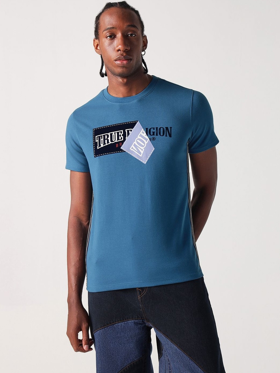 True Religion Regular Fit Brand Logo Printed Crew Neck  T-shirt