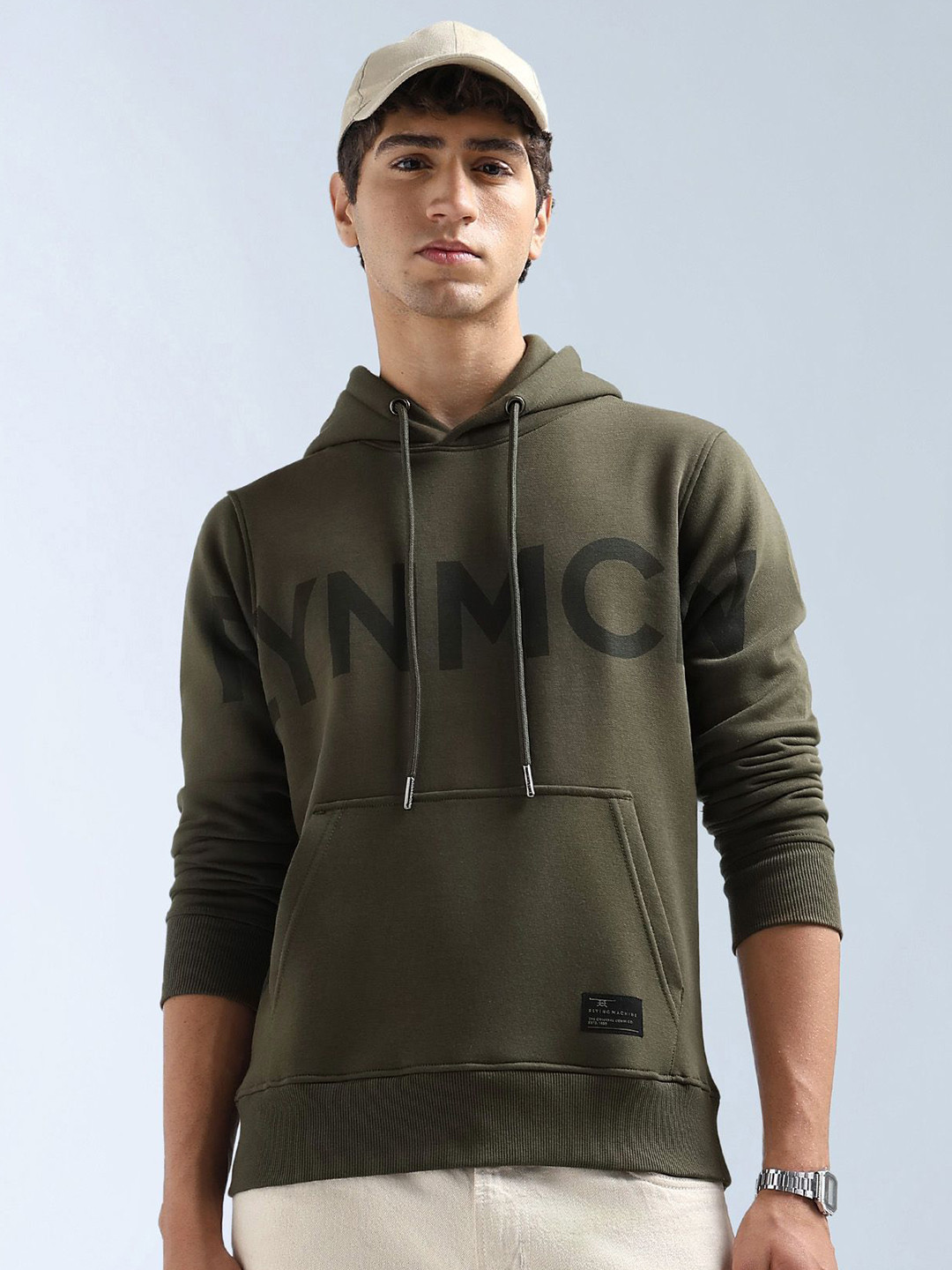 Flying Machine Men Hooded Brand Printed Sweatshirt
