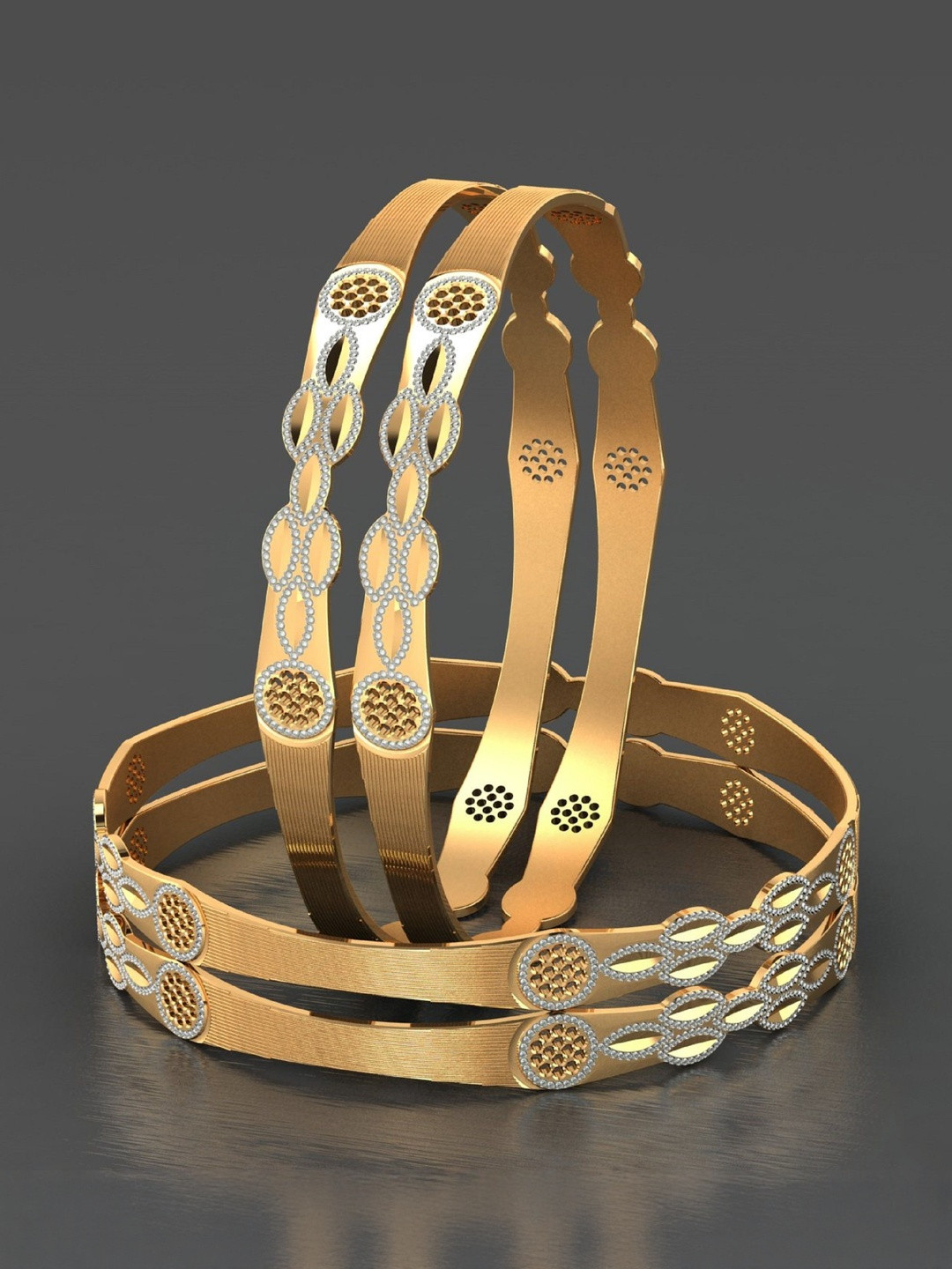 Anouk Women Set of 4 Brass 24 Carat Gold-Plated Ethnic Bangles