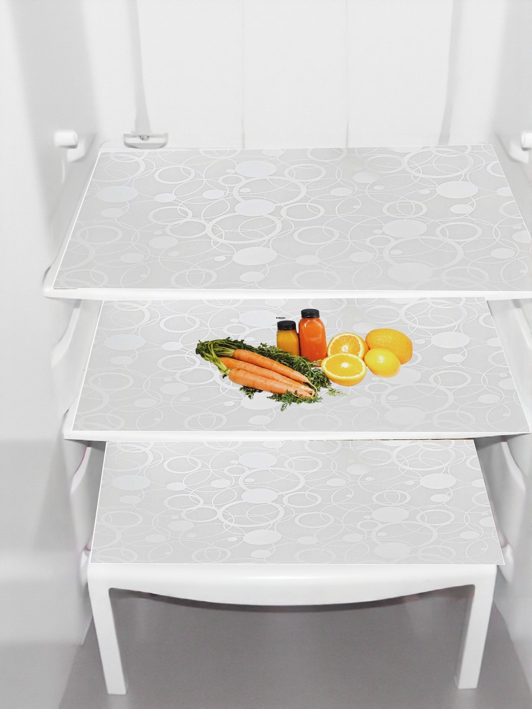 TRENDY RABBIT  White 3 Pieces Printed Refrigerator Fridge Mats