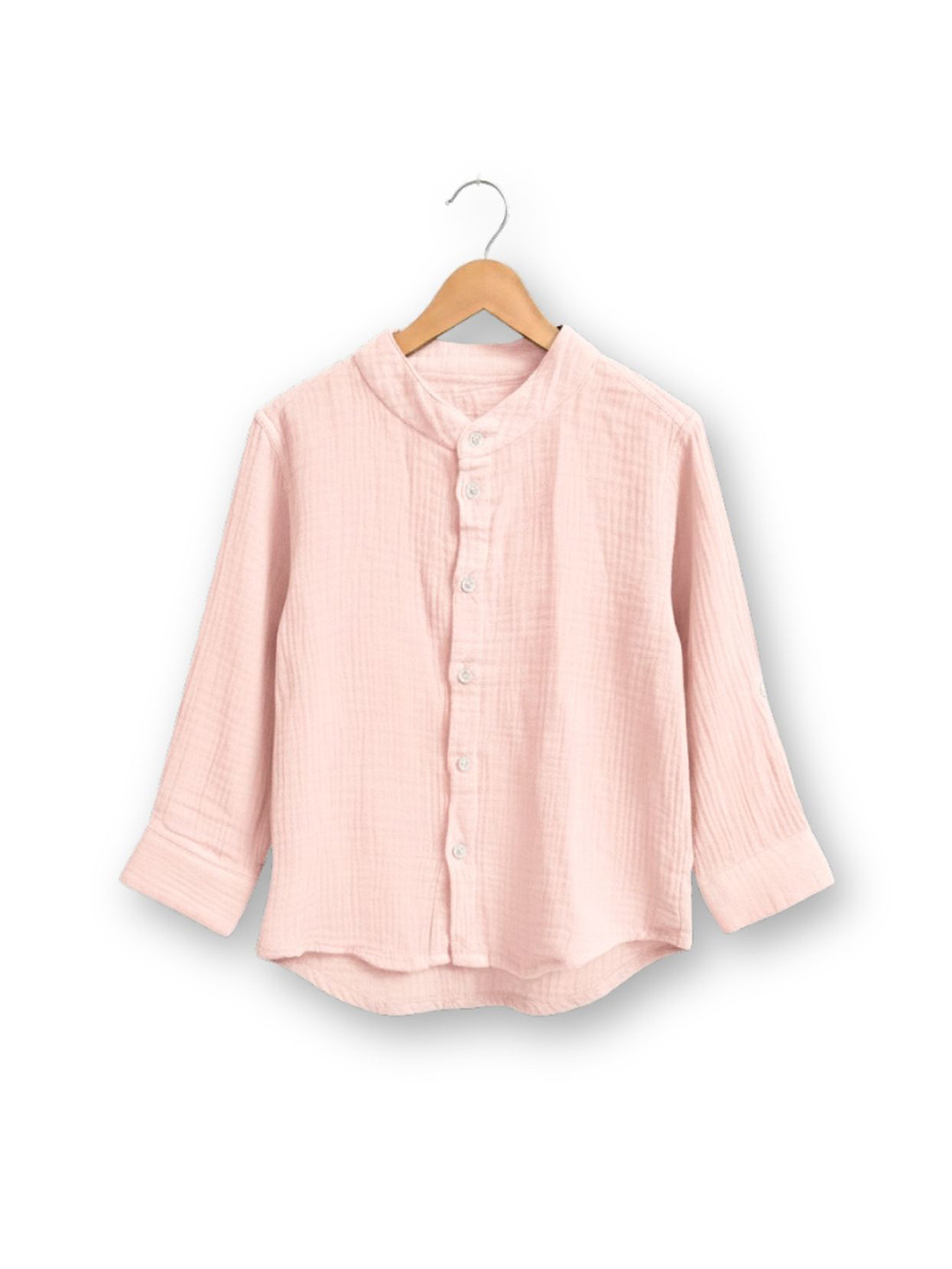 BabyStreet Unisex Textured Mandarin Collar Cotton Muslin Toddler Casual Shirt