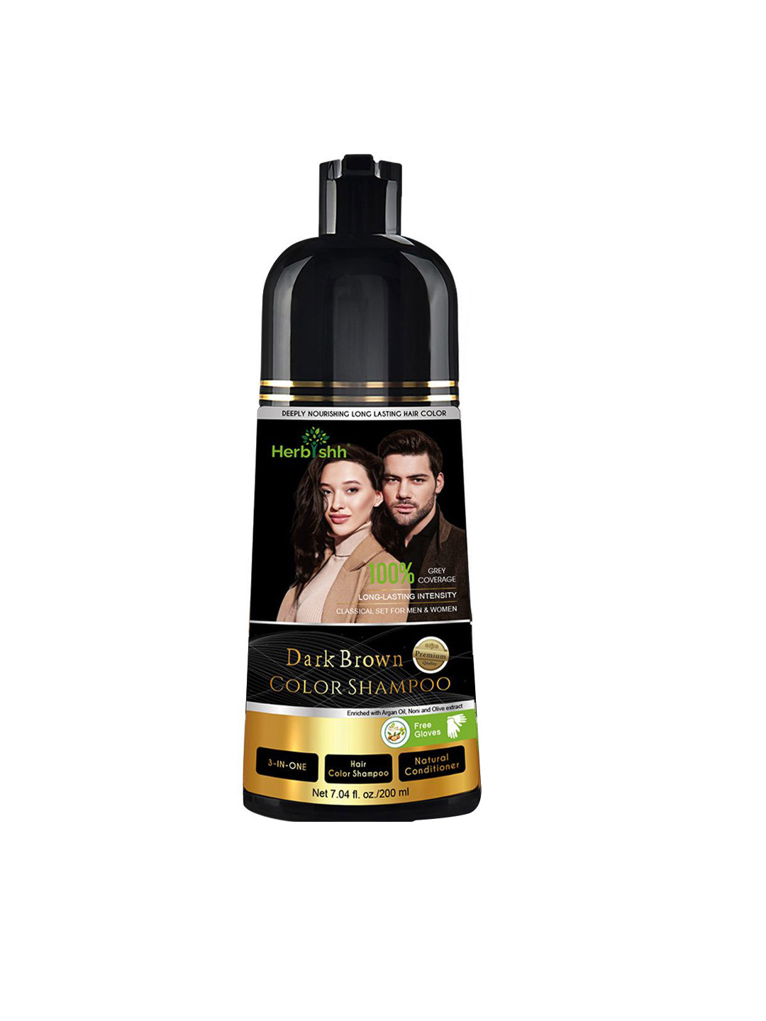 Herbishh Vegan Ammonia Free Long Lasting Dark Brown Color Shampoo - 200 ml