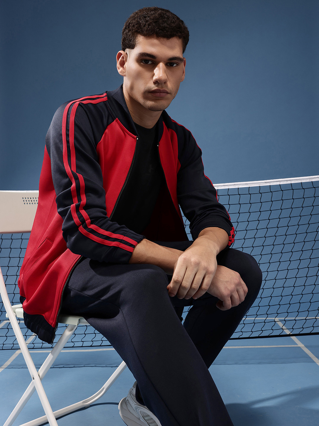 Slazenger Colourblocked Mock Collar Sports Jacket and Track Pants