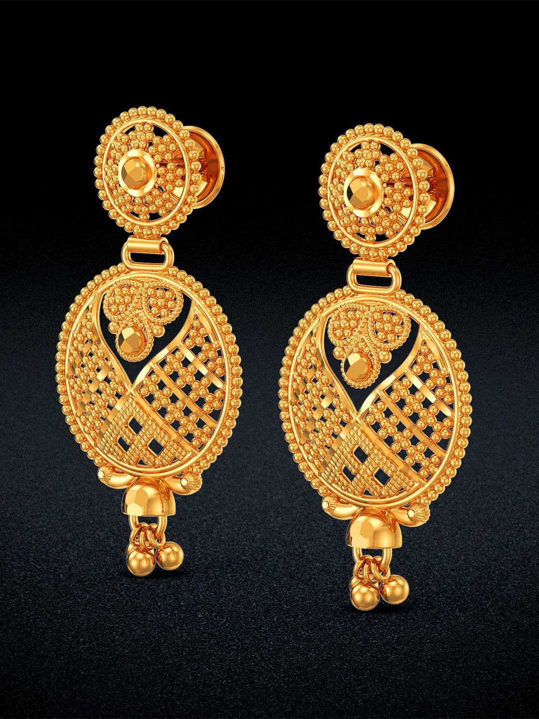 Joyalukkas Women 22Kt Gold Opulent Engaging Chanbali Earrings - 8.09 g