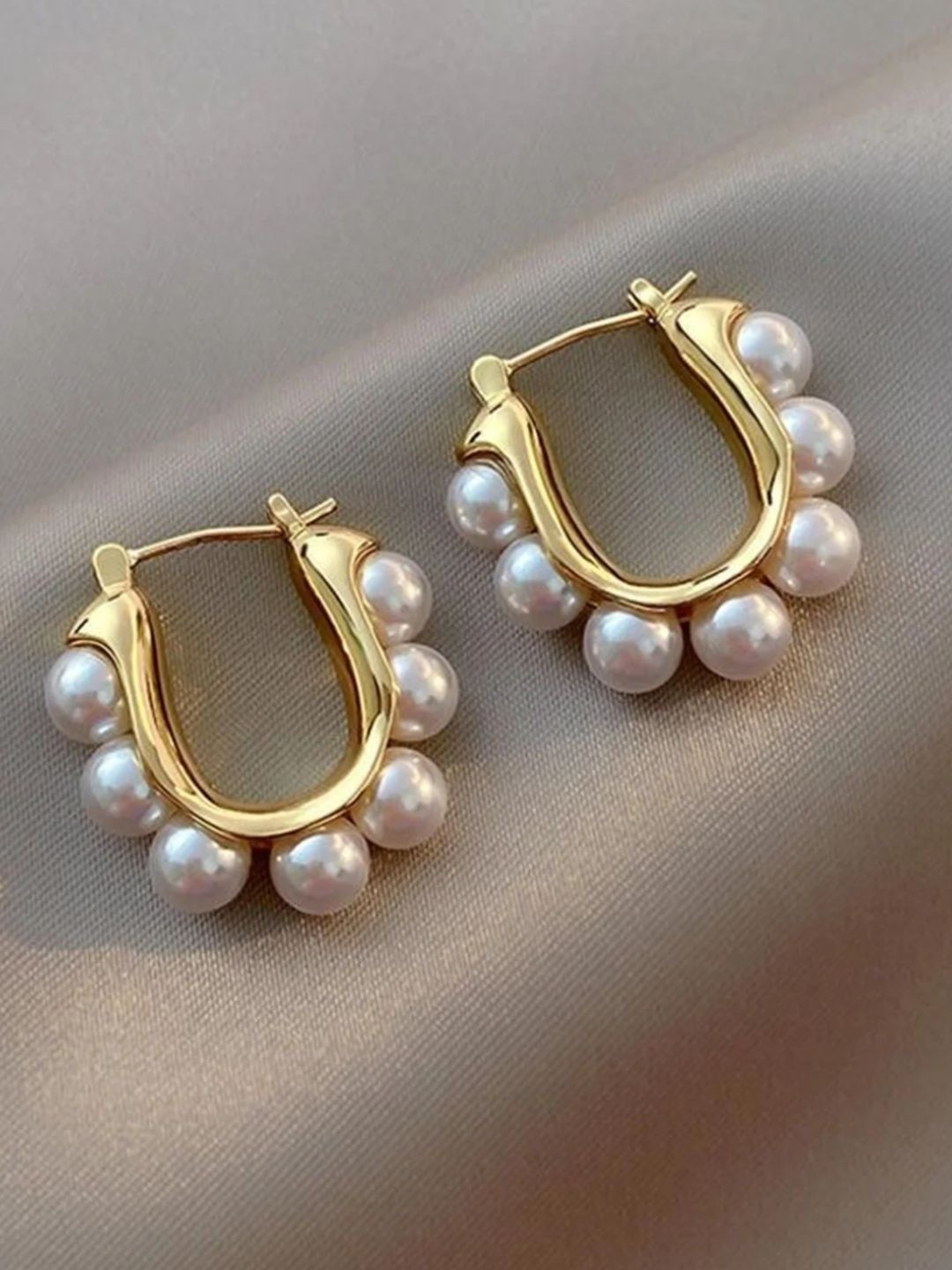 RaasRani Contemporary Hoop Earrings With beaded Detail