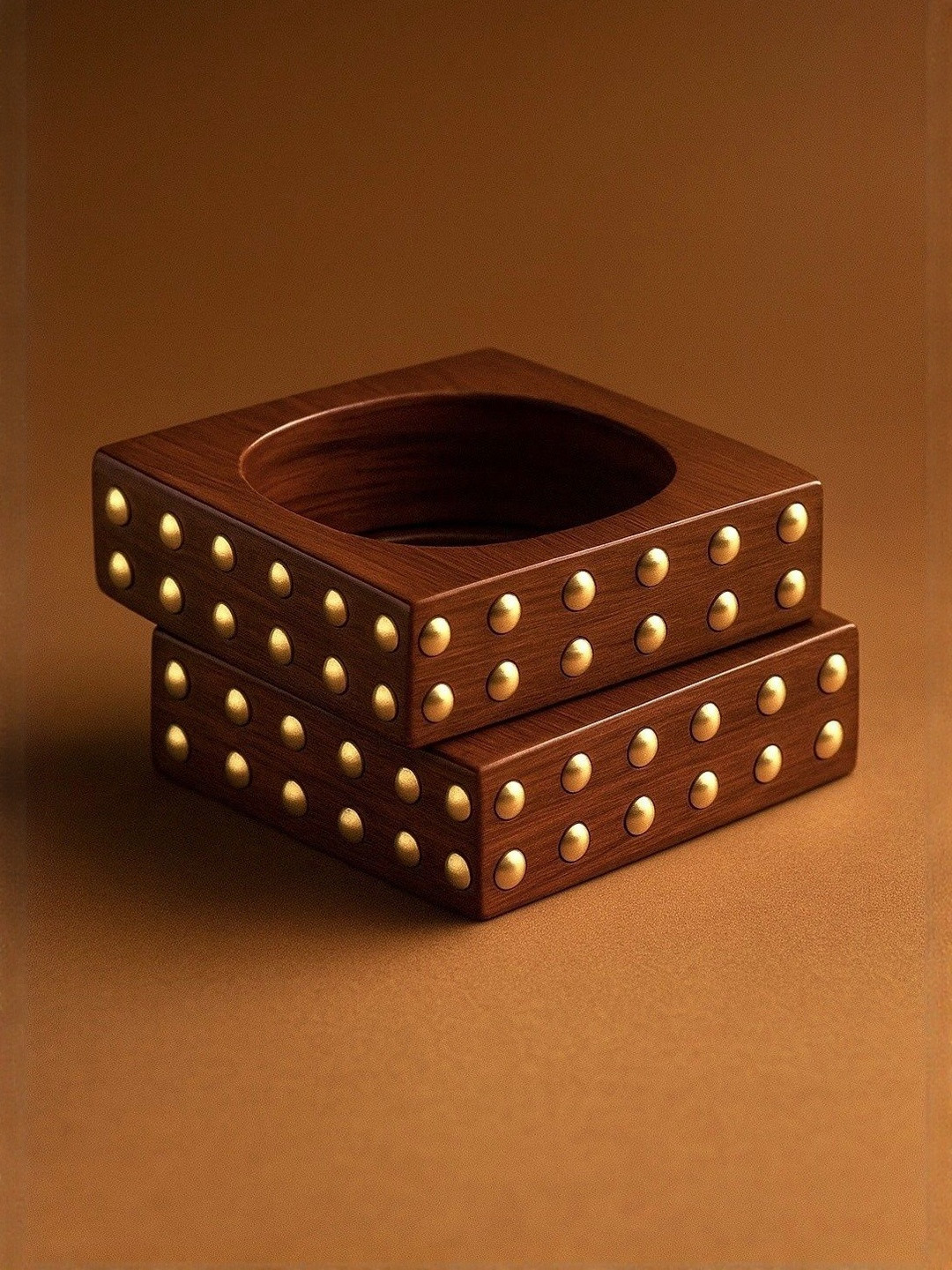 ATIBELLE Set Of 2 Gold-Plated Stone Studded Square Textured Bangles