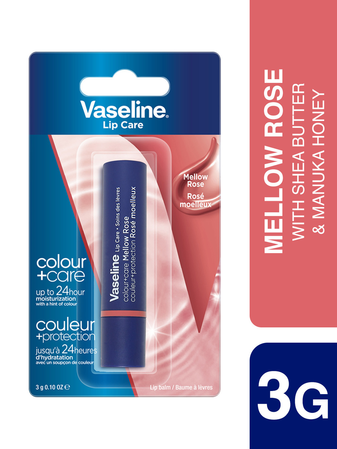 Vaseline Colour+Care Tinted Lip Balm Stick with Shea Butter 3g - Mellow Rose
