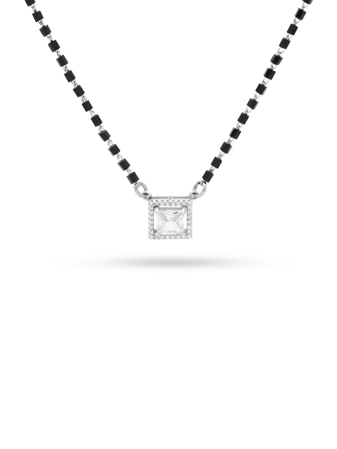 Eri Sterling Silver-Plated Zircon Studded Mangalsutra