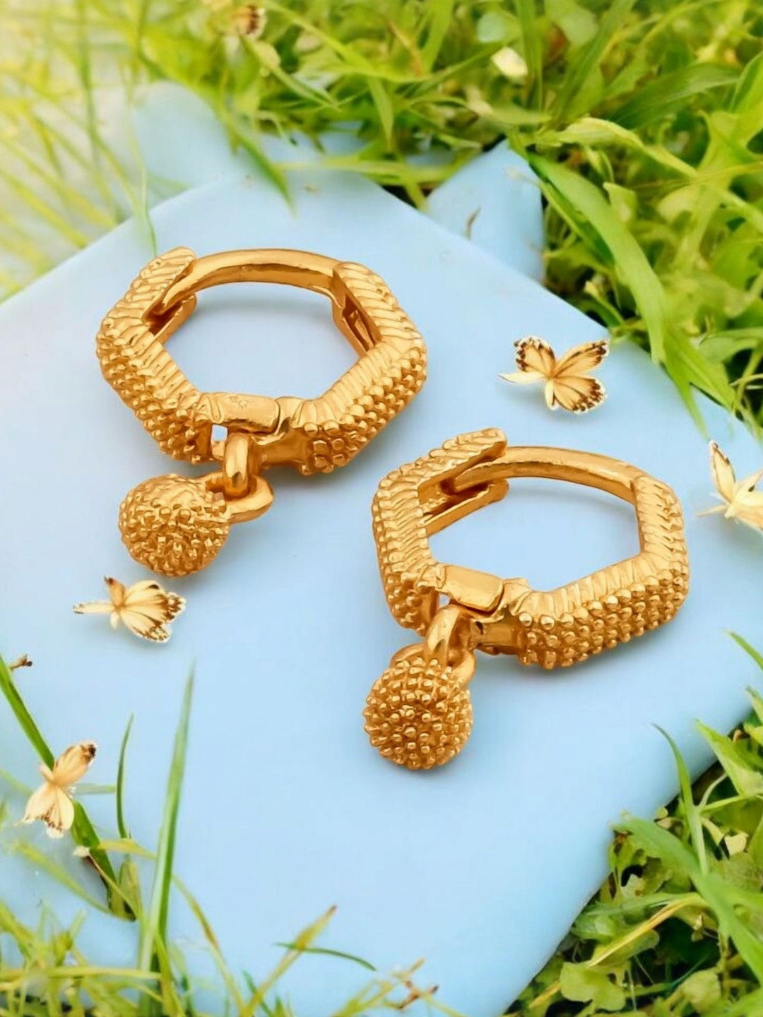 SHREE KRISHNA SHOPPING Gold-Plated Geometric Drop Earrings