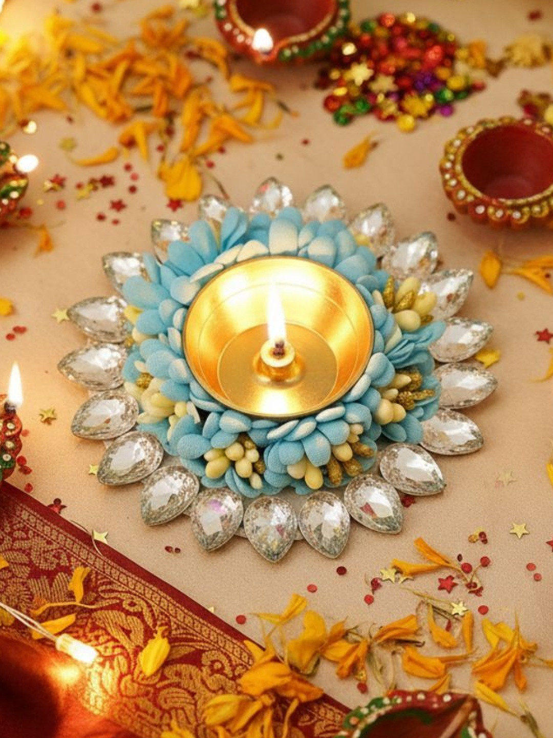 Tiny Shiny Decorative Home Decoration Flower Diya