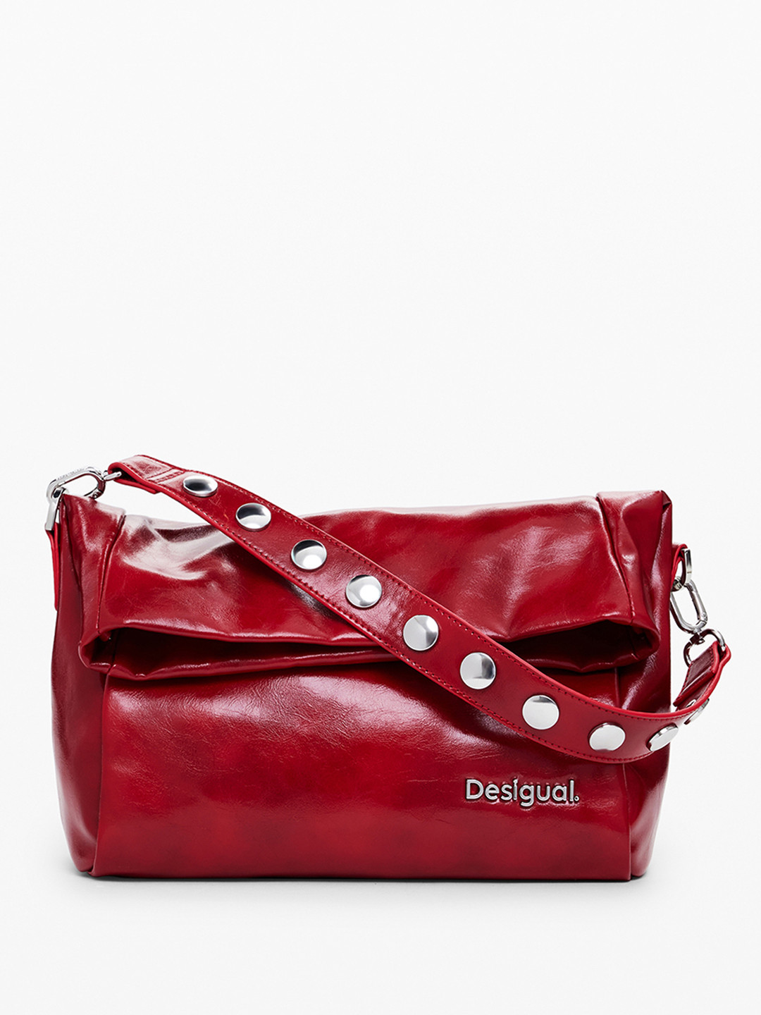Desigual Structured Shoulder Bag with Floral Key Chain