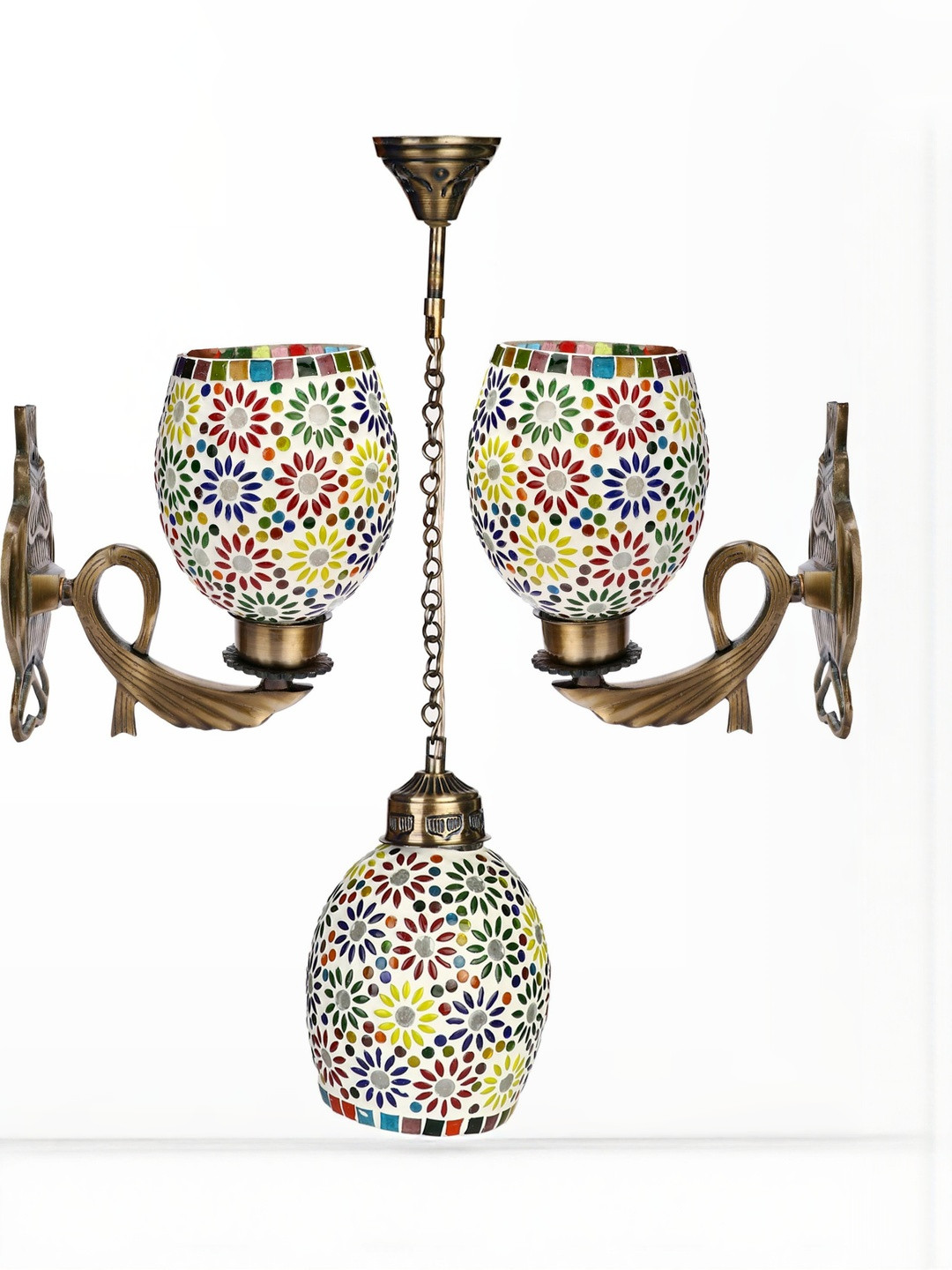 SOMIL White And Blue 3 Pieces Textured Bell Shaped Wall Lamps