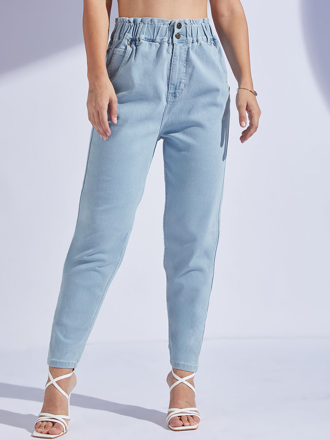 Miss Chase Women's High Rise Clean Look Regular-Length Stretchable Denim Mom'S Jeans