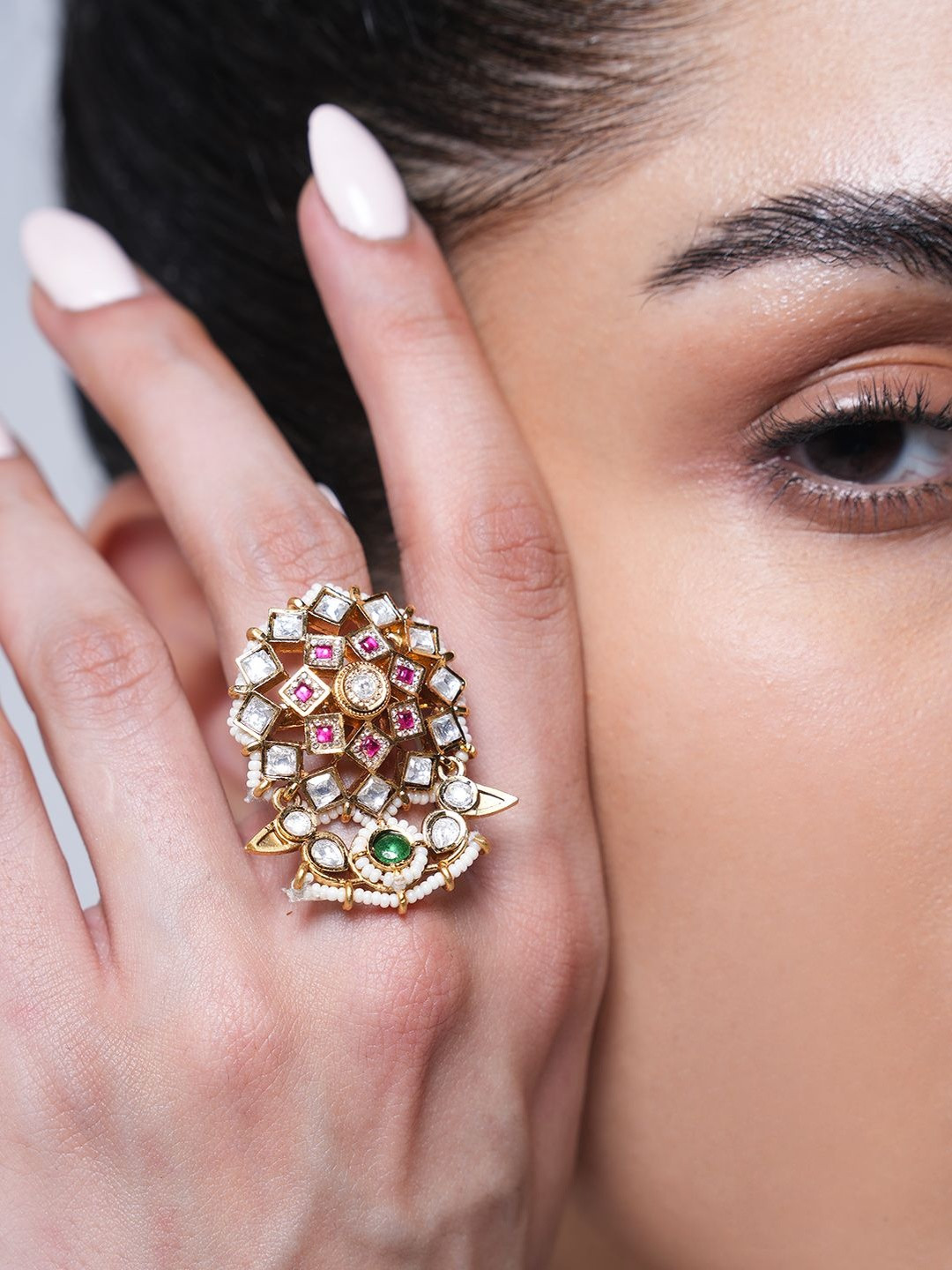 CAO Jewellery Cubic Zirconia Studded Finger Ring