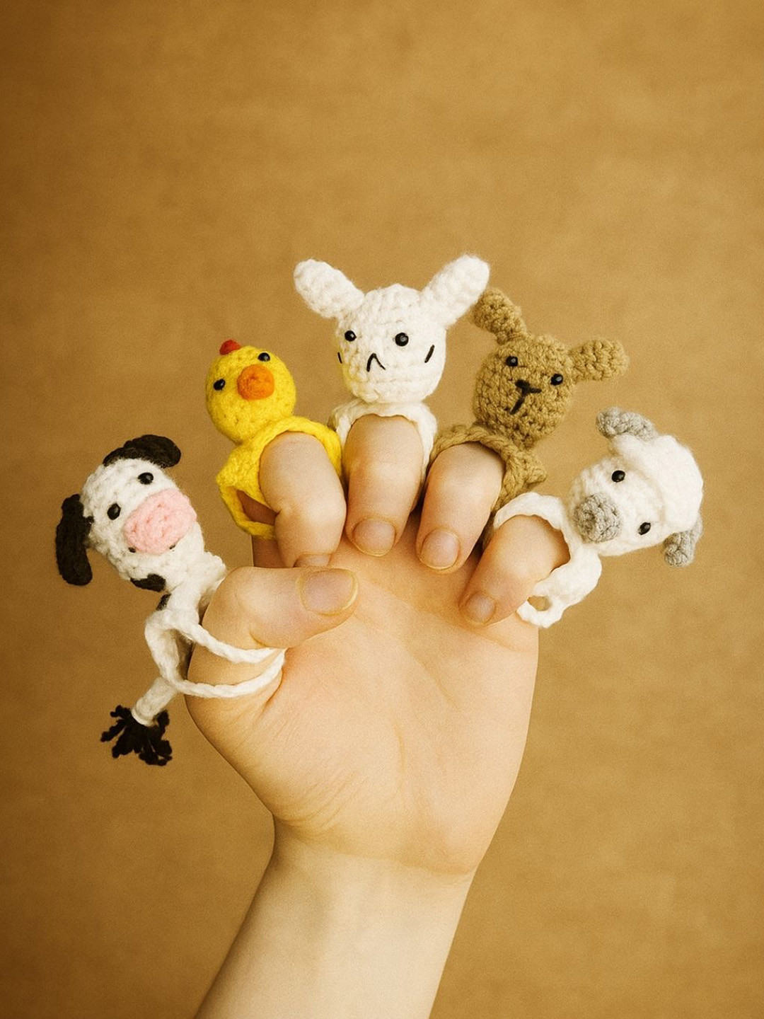FUNKRAFTS Kids Set Of 5 Cotton Handmade Finger Puppets Soft Toys and Dolls
