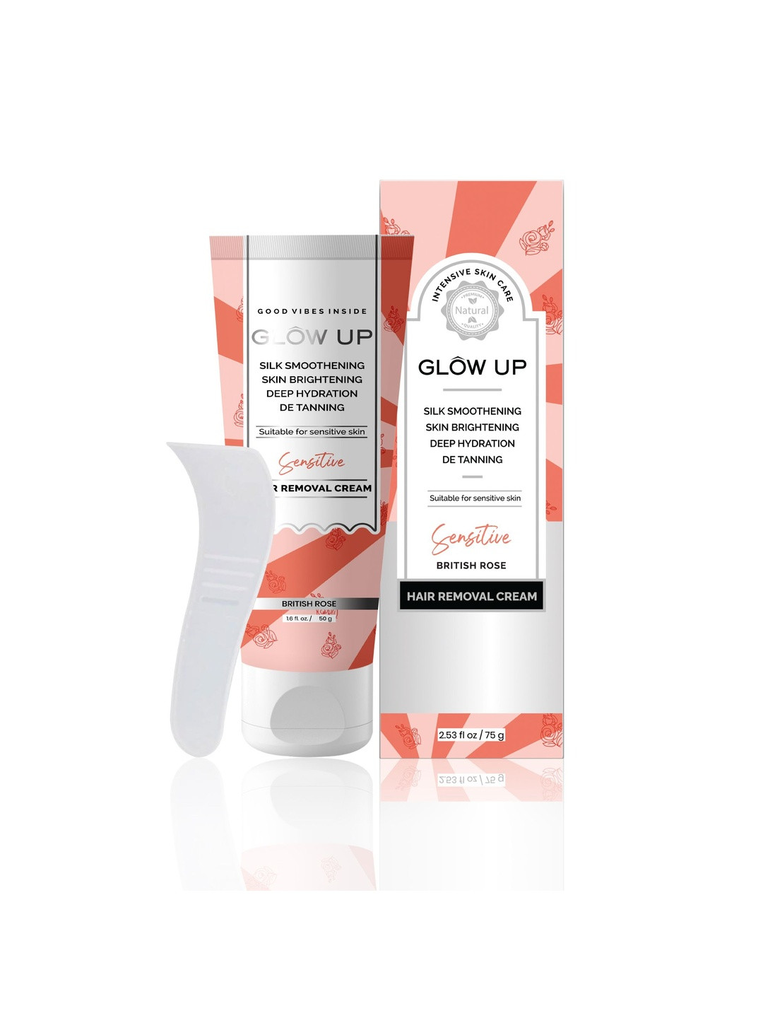 GLOW UP Sensitive Hair Removal Cream With British Rose - 50 g