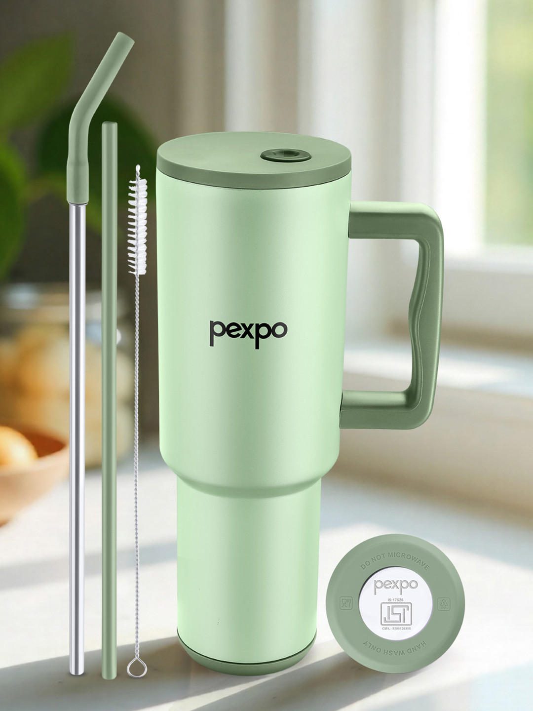 Pexpo Stanzy Sea Green ISI Certified Hot & Cold Double Wall Insulated Tumbler Flask 1.2L