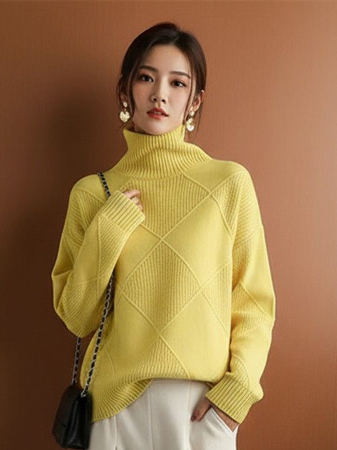 Mast & Harbour Women Turtleneck New Autumn And Winter Thickened Outer Wear Sweater