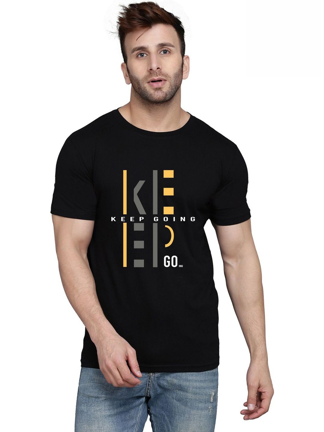 CRYPTIC Men Regular Fit Typography Printed Round Neck T-shirt