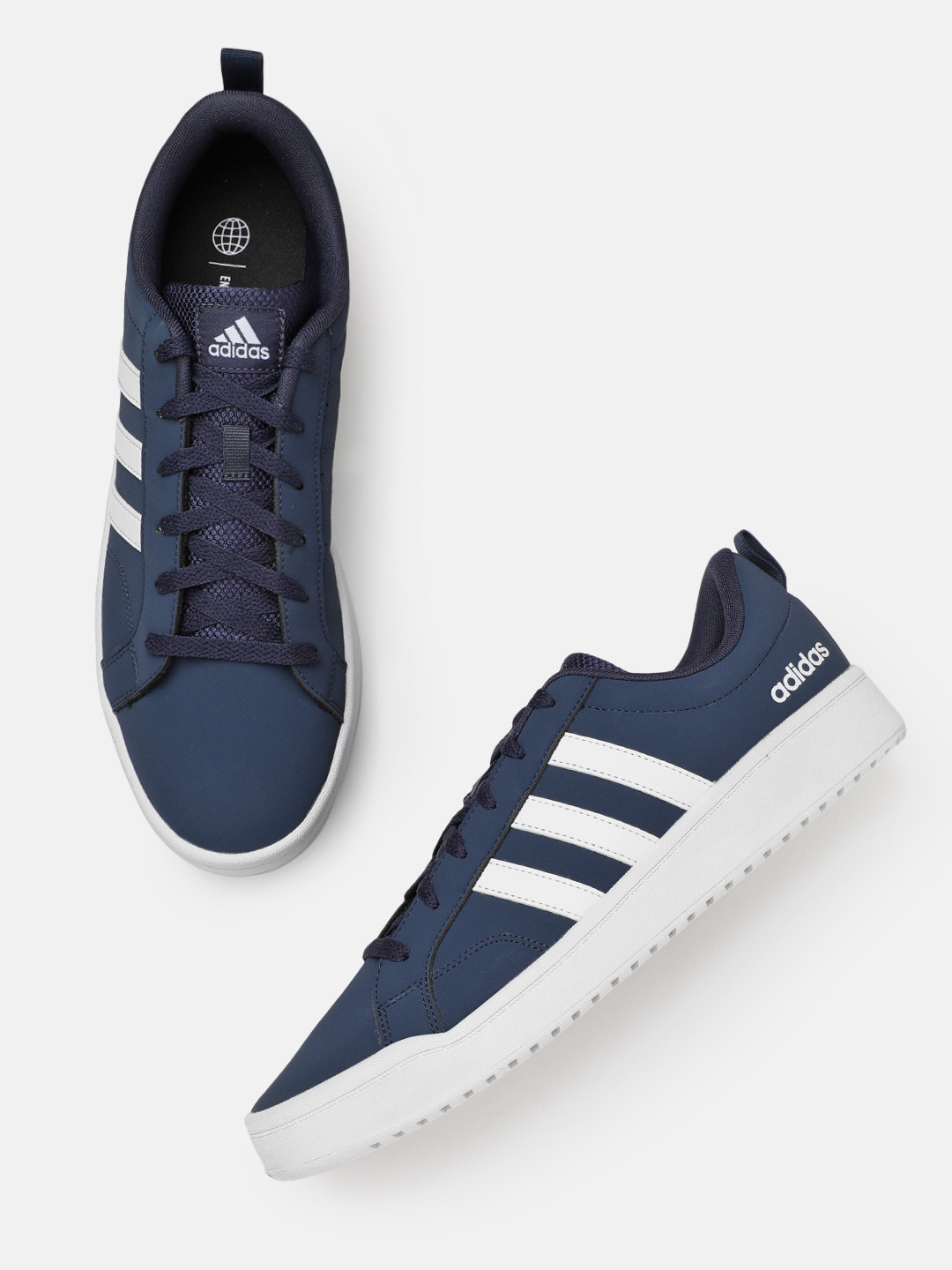 ADIDAS Men Striped Round-Toe VS PACE 2.0 IKD Leather Sneakers