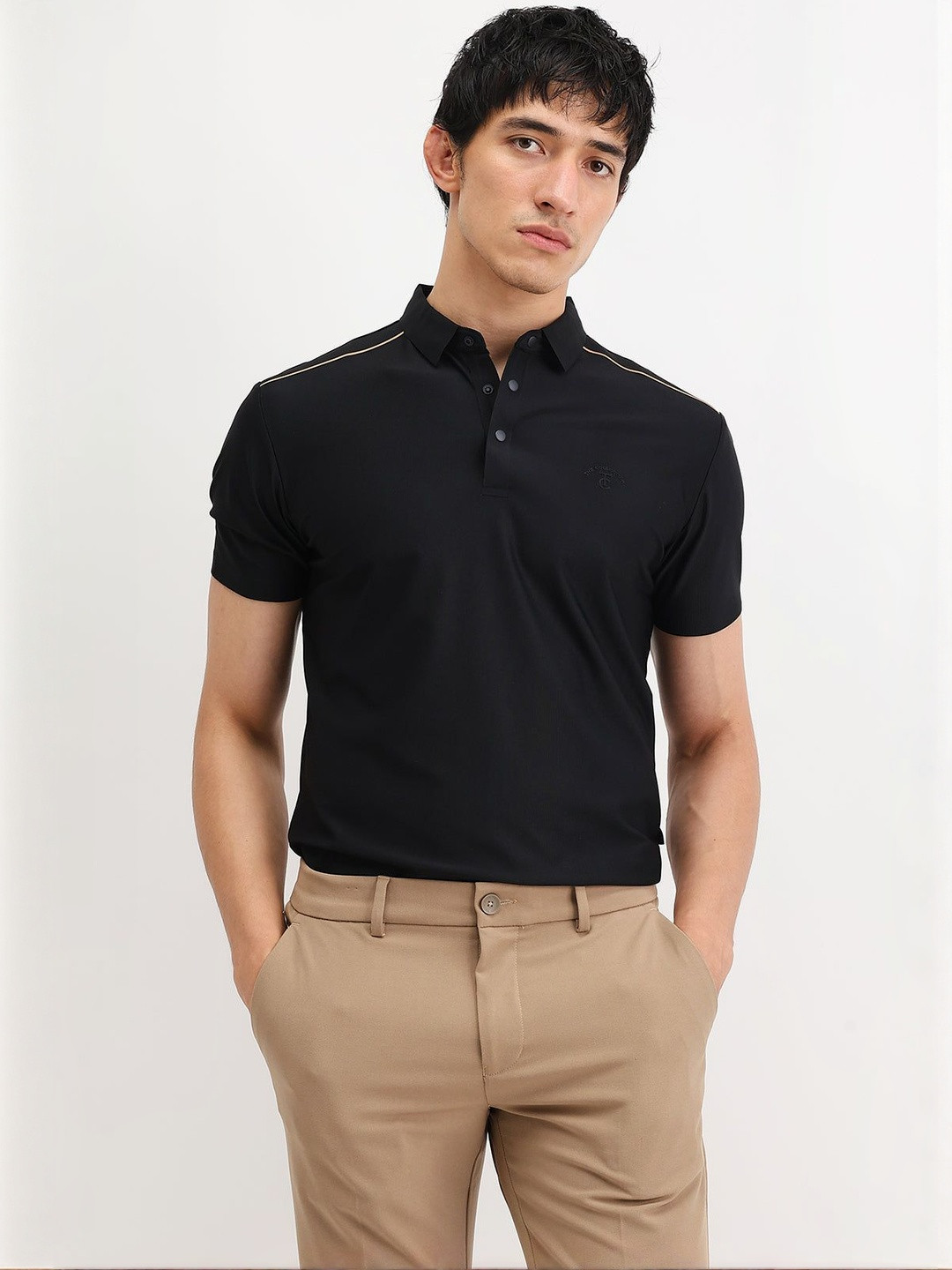 The Collection Men Brand Logo Polo Collar Slim Fit T-shirt