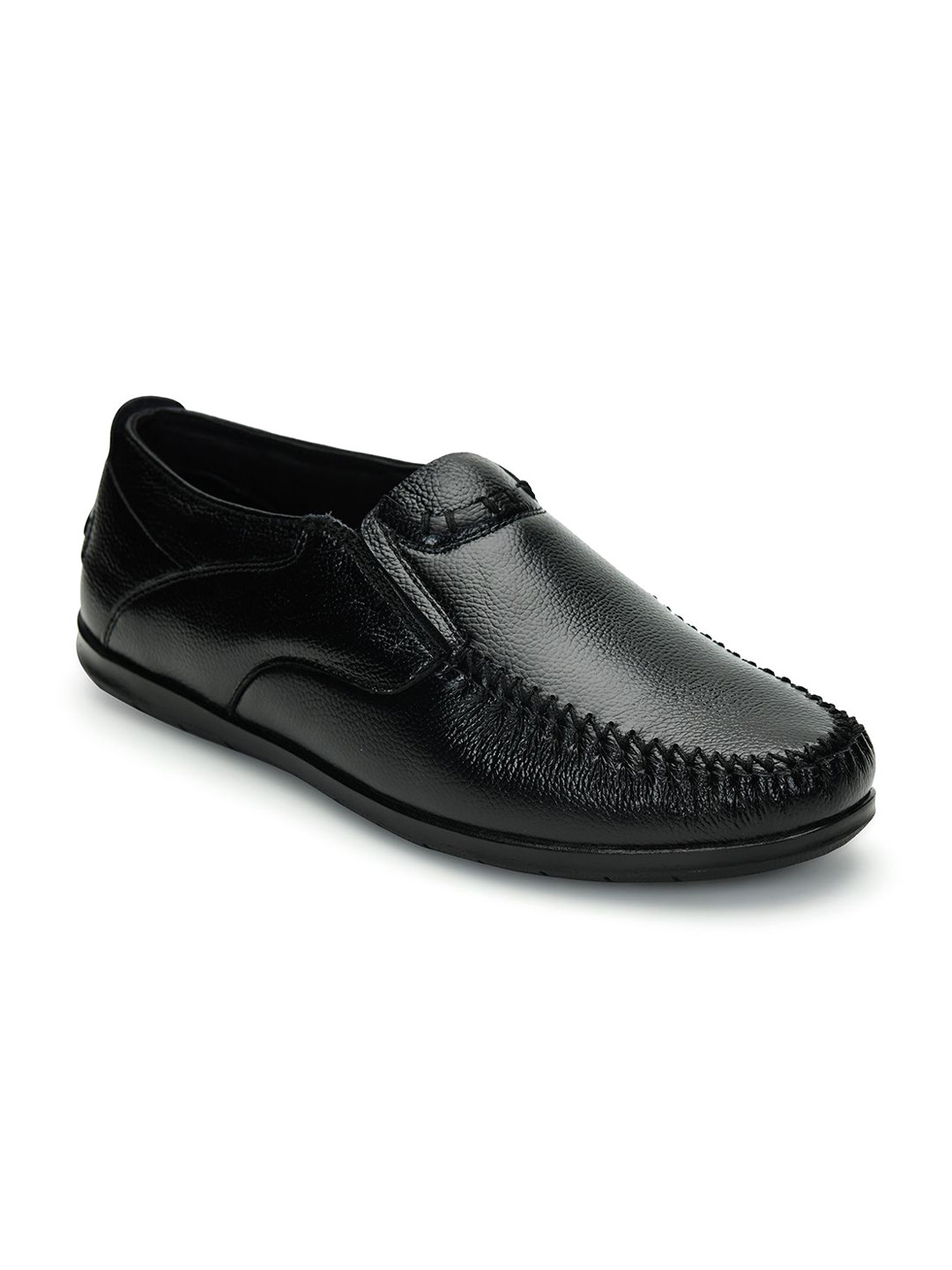 KICKSFIRE Men Textured Genuine Leather Slip-On Shoes