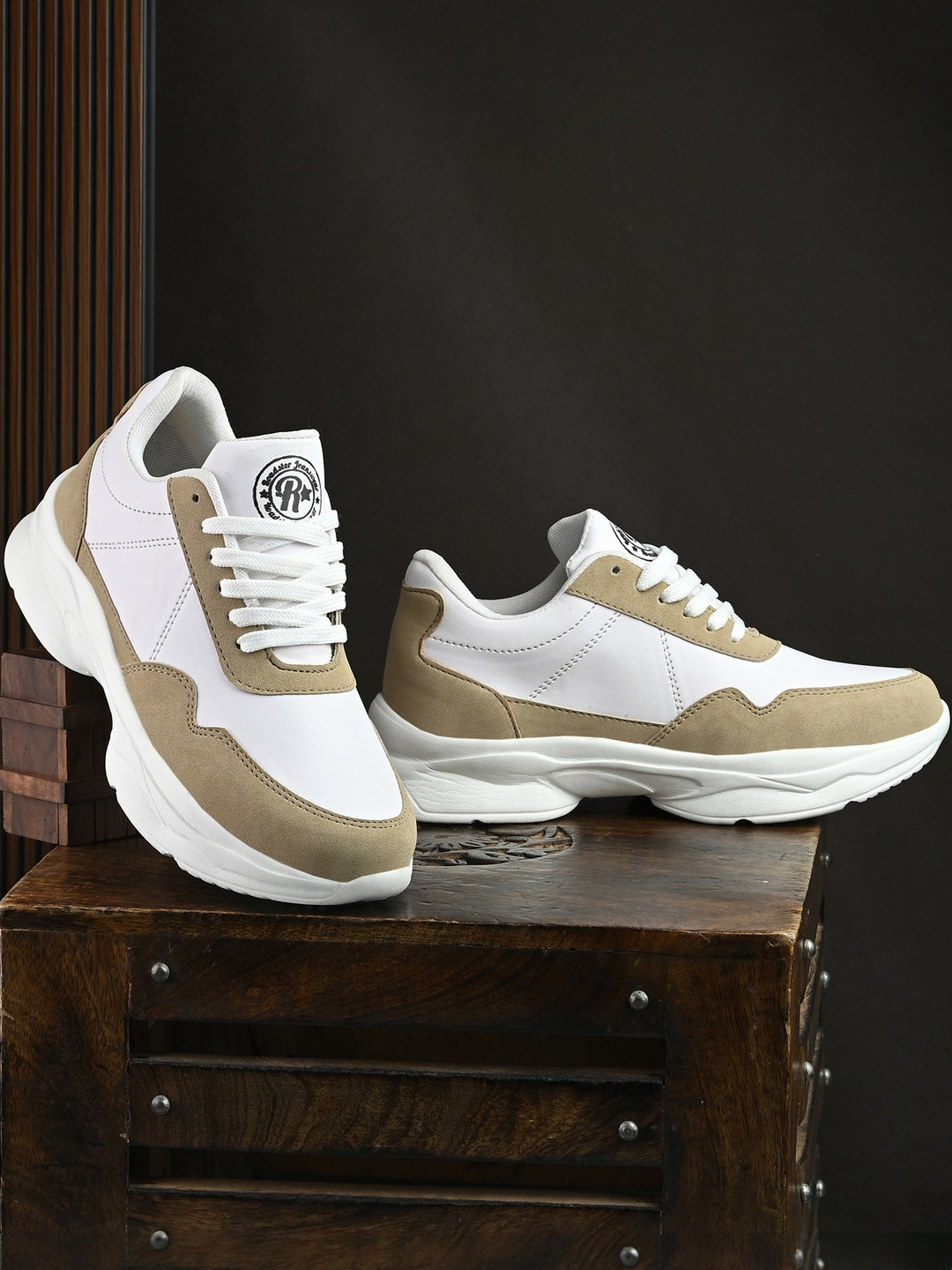 Roadster Women Beige & White Ultra Soft Cushion Colorblock Sneakers