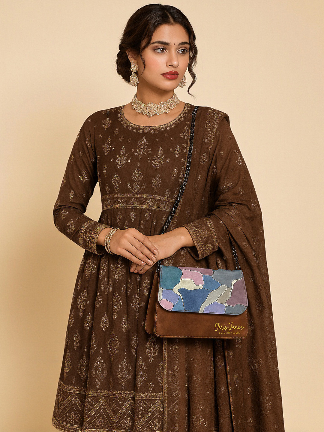 CLARIS JAMES Women Abstract Printed Sling Bag