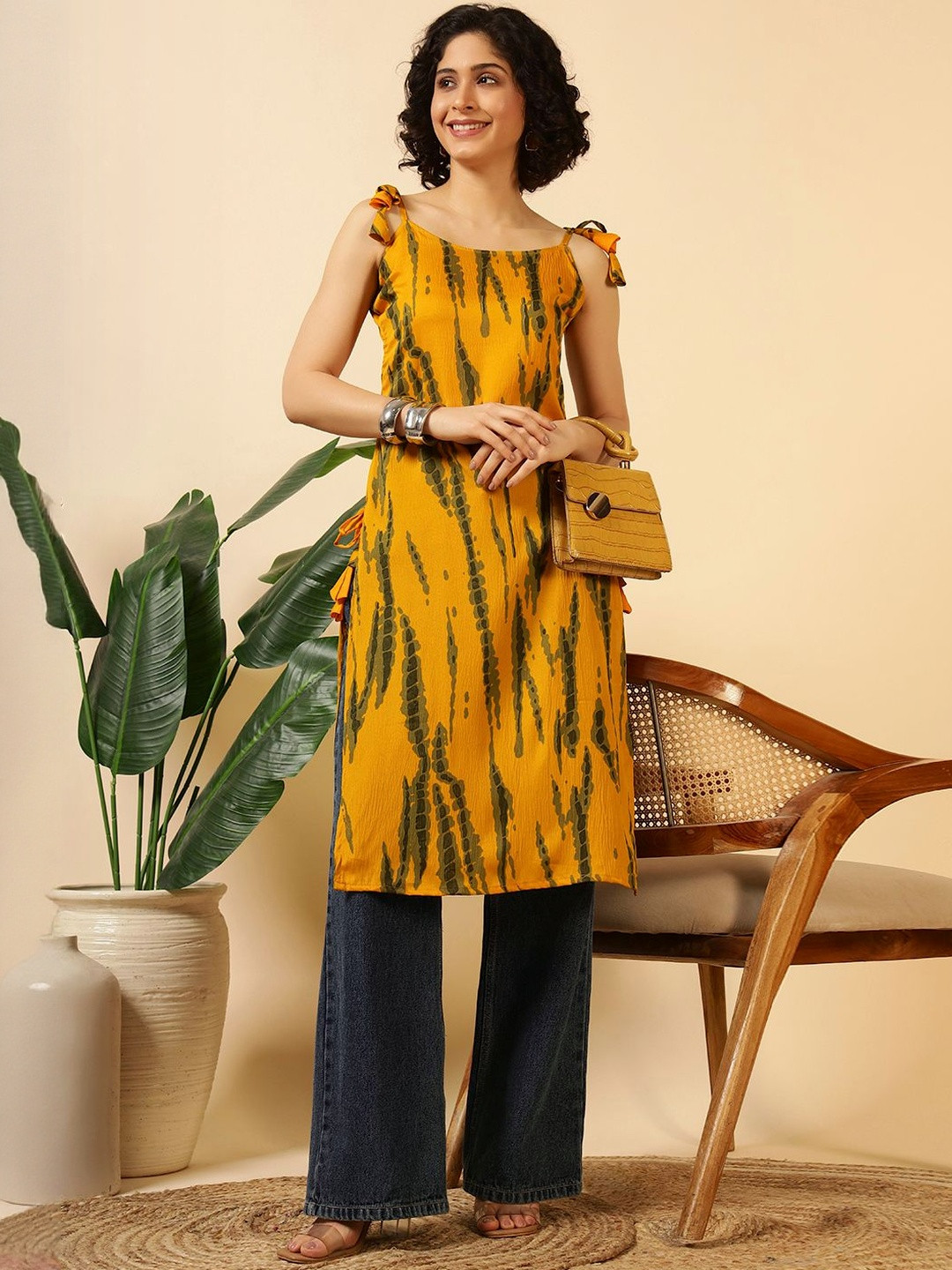 LIPS CROWN Women Abstract Printed Daily Cotton Straight Kurta