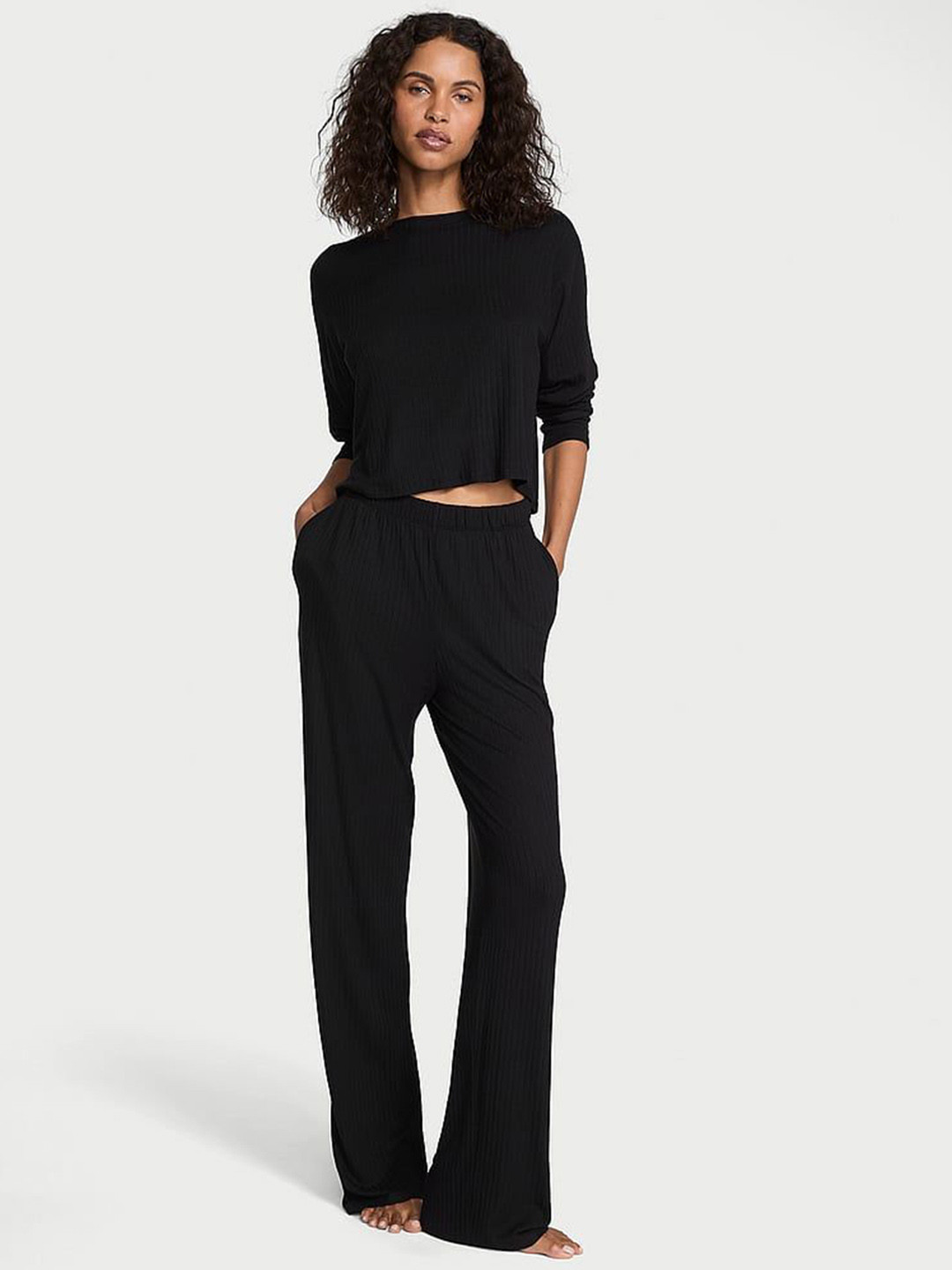 Victoria's Secret Women Wide-Rib Round Neck Night suit