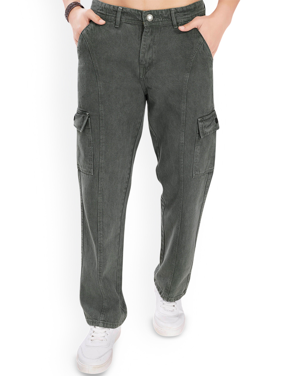 THE BEETEL HOUSE Men Mid-Rise Baggy Oversized Relaxed Fit Cargo Styles Jeans