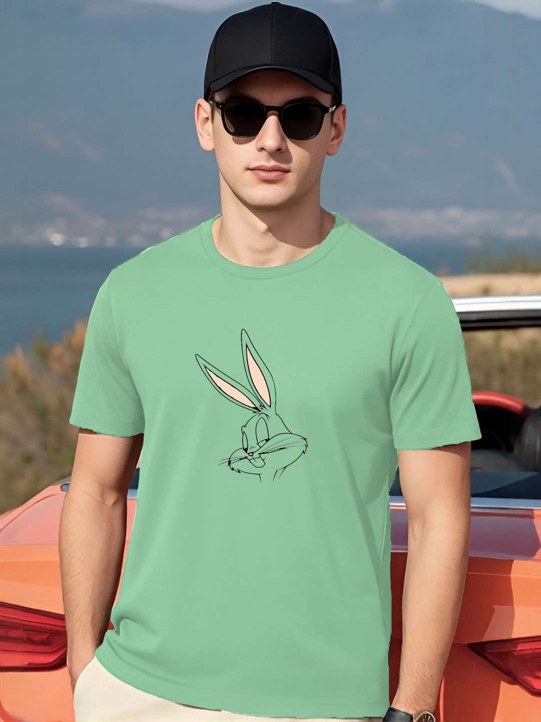 Kasendra Men Bugs Bunny Comic Round Neck Regular Fit T-shirt