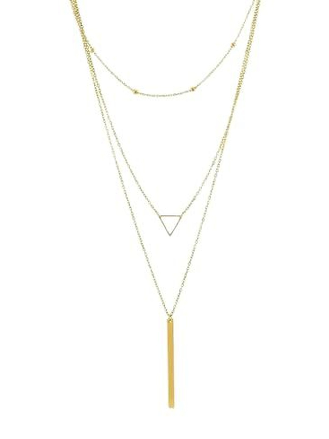 ZAYA Handmade Jewelry Stainless Steel Gold Plated Cubic Zirconia Studded Layered Necklace