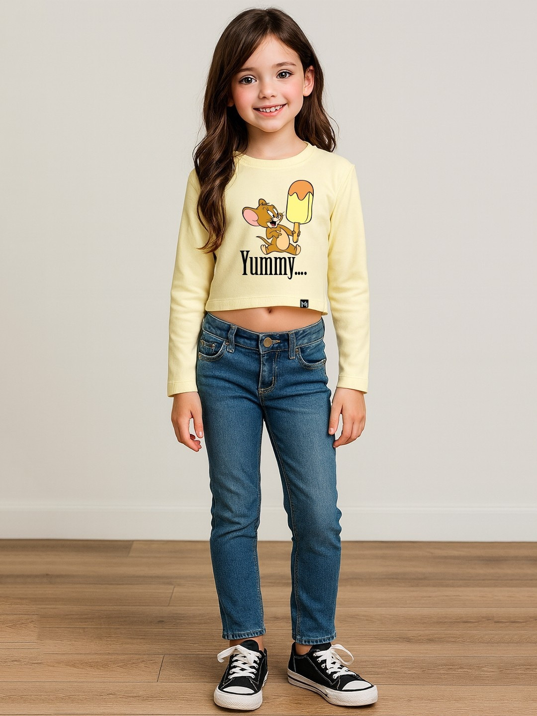 YK X Minute Mirth Tom & Jerry Graphic Printed Crop Top