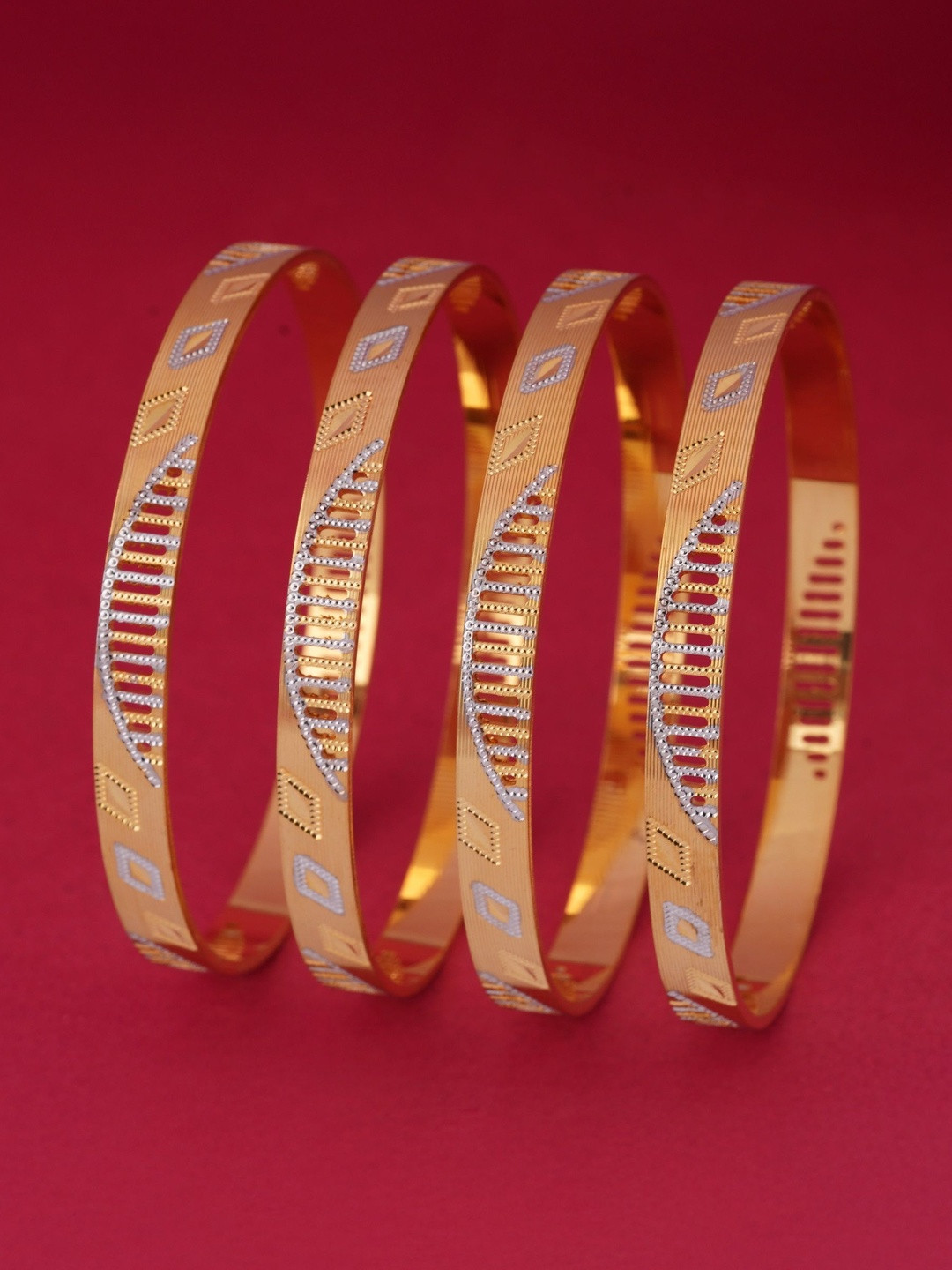 Anouk Set of 4 Brass 24 Carat Gold-Plated Bangles